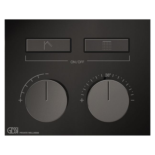 Gessi Hi-Fi Термостат для душа, с включением до 2 источников одновременно (внешняя часть), Black Metal PVD