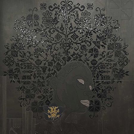 Панно Art&Natura Черная ночь 1651х1442 мм Материал: Керамогранит, мозаика, ручная  роспись глазурью
