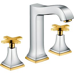 Смеситель для раковины Hansgrohe Metropol Classic на 3 отв., цвет: хром/золото купить в Москве: интернет-магазин StudioArdo