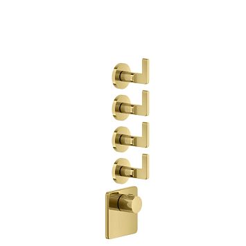 Gessi Inciso Встраиваемый термостатический смеситель на 4 источника, резьба 3/4 (внешние части), золото