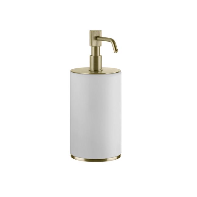 Gessi Venti20 Дозатор для жидкого мыла настольный, белый, фурнитура Brushed Brass PVD