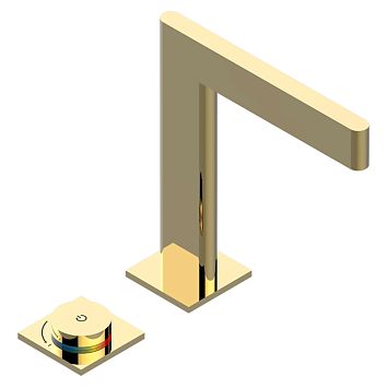 THG ICON-X METAL Смеситель для раковины, 2 отв., электронный, с донным клапаном, цвет: полированное золото
