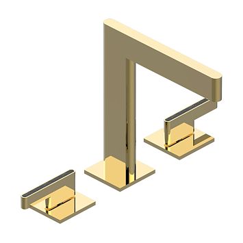 THG ICON-X CARBONE GOLD A MANETTES Смеситель для раковины, 3 отв., с донным клапаном, цвет: полированное золото