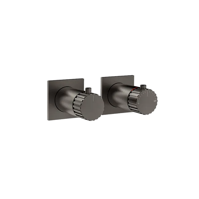Gessi Incastri Термостат встраиваемый с переключателем на два потока, внешняя часть, цвет 707 Black Metal Brushed PVD
