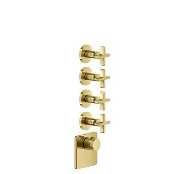 Gessi Inciso Встраиваемый термостатический смеситель на 4 источника, резьба 3/4 (внешние части), золото