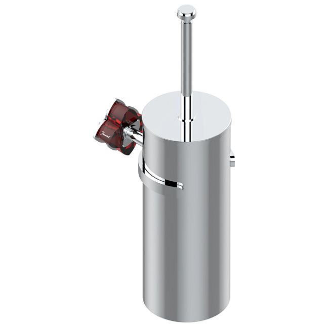 THG P&eacute;tale de cristal rouge Ёршик для туалета, подвесной, цвет: хром/красный хрусталь