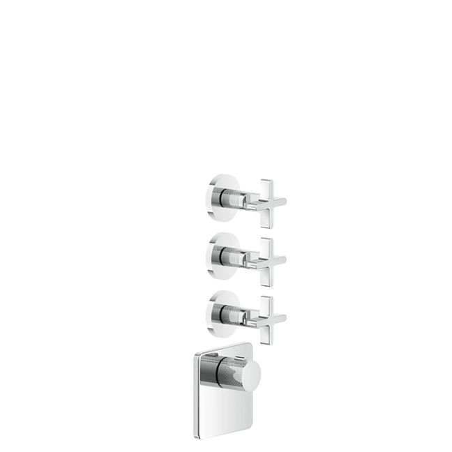 Gessi Inciso Встраиваемый термостатический смеситель на 3 источника, резьба 3/4 (внешние части), хром