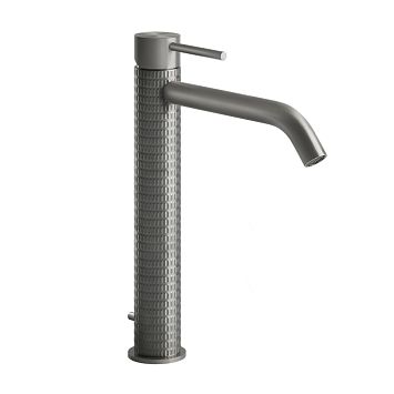 Gessi 316 Смеситель для раковины на 1 отверстие, высокий h=305мм, с донным клапаном, излив 156мм, steel brushed