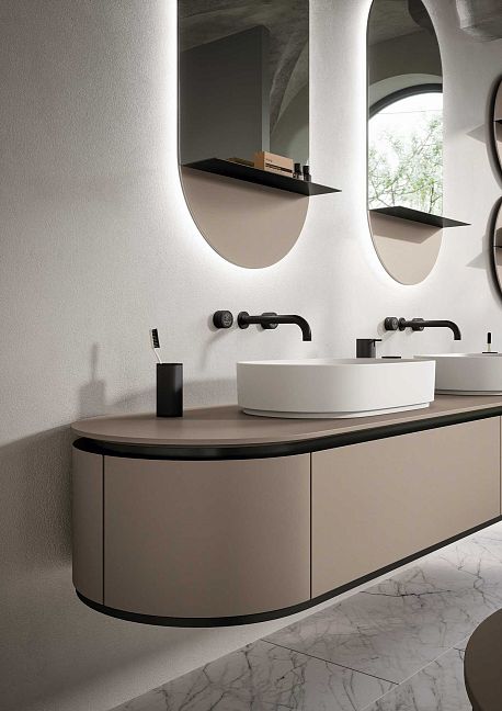 Комплект мебели Oasis Naos, подвесной, столешница: покрытие Purefeel "Corda Elegance", Отделка: Матовый лакированный цвет "Corda Elegance" / Сатиновое золото