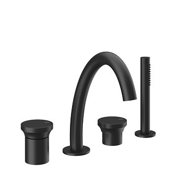 Gessi Origini Смеситель для ванны на 4 отв, с ручной лейкой Black XL