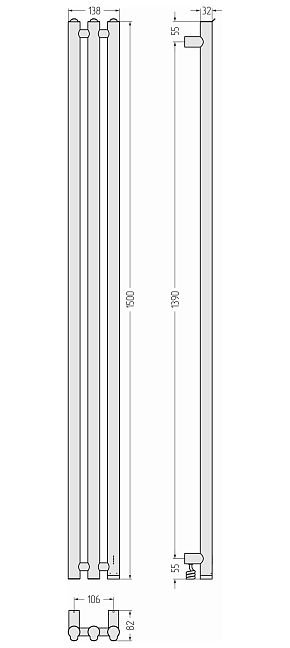 Сунержа Терция 4.0 Полотенцесушитель электрический 150x10,6 Золотой шёлк
