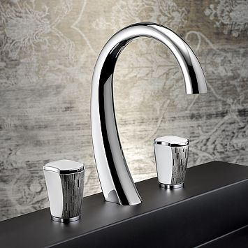 THG Infini white porcelain with platinum decor Смеситель для раковины на 3 отверстия, с донным клапаном, цвет: хром