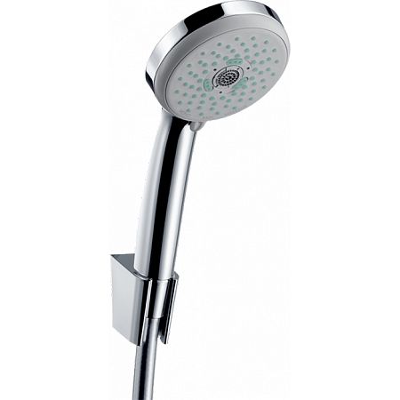 Ручной душ Hansgrohe Croma 100 Multi с настенным держателем, цвет: хром/белый
