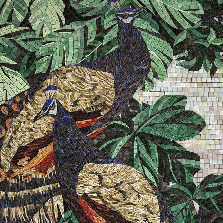 Художественное панно из мозаики Павлины в зарослях Art&Natura