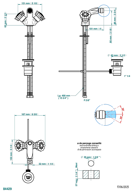 Смеситель для биде THG Mille Nuits - Brume crystal на одно отверстие с поворотным аэратором и донным клапаном