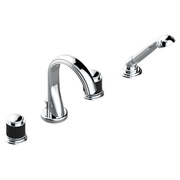 Смеситель  THG Jaipur Black Onyx устанавливаемый на борту ванны на 4 отверстия с душем, переключатель на нормальный излив