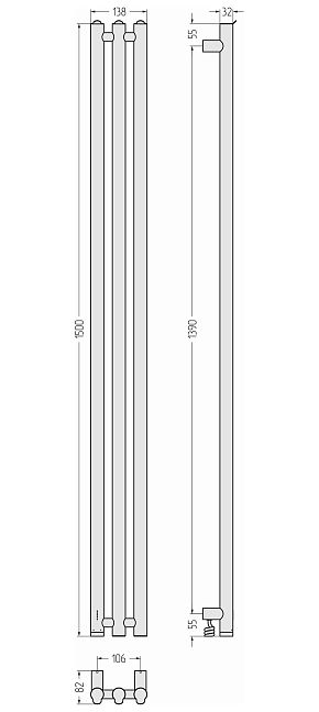 Сунержа Терция 4.0 Полотенцесушитель электрический 150x10,6 Золото