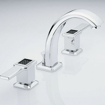 THG M&eacute;tropolis &agravee; manettes cristal noir Смеситель для раковины, на 3 отв., цвет: хром/черный хрусталь