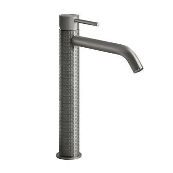 Gessi 316 Смеситель для раковины на 1 отверстие, высокий h=305мм, без донног клапана, излив 156мм, steel brushed