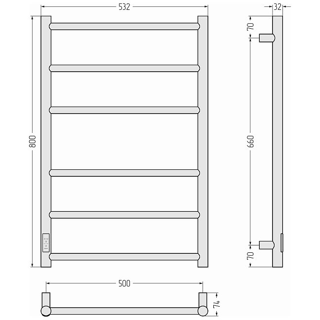 Стилье Формат 27 Полотенцесушитель электрический 80x50 Белый