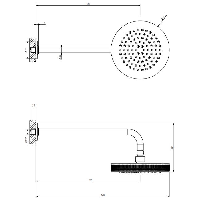 Gessi Inciso Душевая головка настенная, шарнирная на 1/2, 218мм, хром