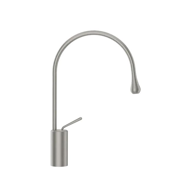 Gessi Goccia Смеситель для раковины на 1 отверстие, высокий, излив 244мм R=125, шлифованный хром
