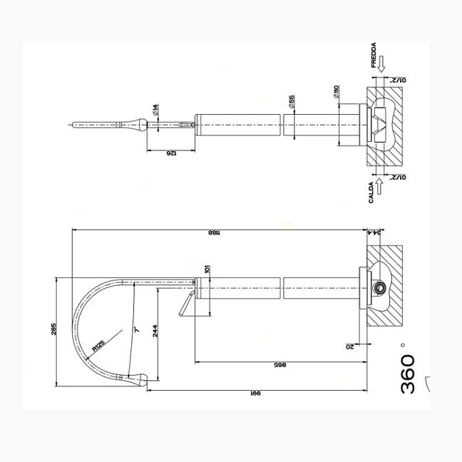 Gessi Goccia Напольный смеситель для раковины (без встраиваемой части), хром