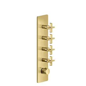 Gessi Inciso Встраиваемый термостатический смеситель на 4 источника, резьба 3/4 (внешние части), золото