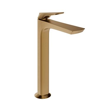 Gessi Ventaglio Смеситель для раковины высокий с донным клапаном Stop Go и соединительными шлангами, Warm Bronze Br PVD