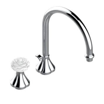 Смеситель THG Camelia Clear crystal с прогрессивным картриджем для раковины на 2 отверстия с краном, без донного клапана