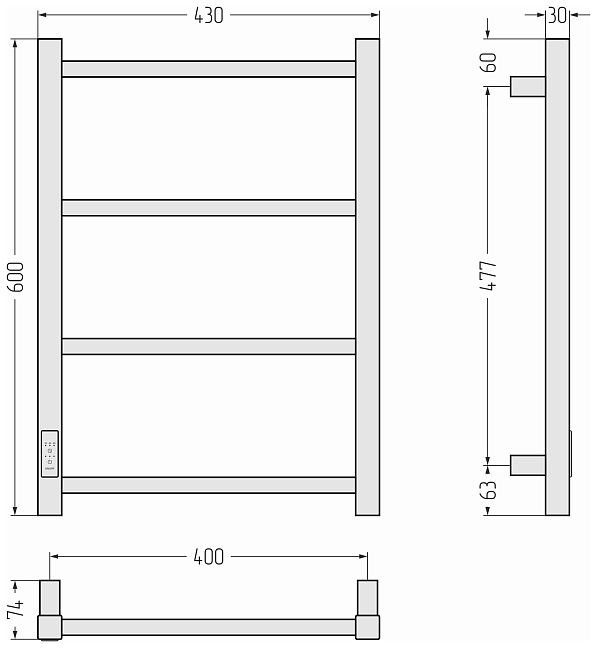 Стилье Формат 26 Полотенцесушитель электрический 60x40 Чёрный