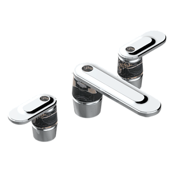 Смеситель для раковины THG Corvair Portoro with lever на три отверстия устанавливаемый на борту с донным клапаном