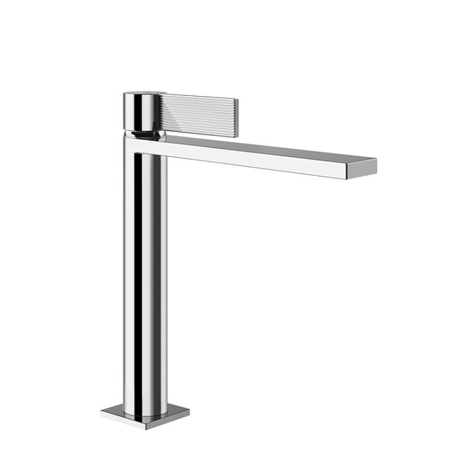 Gessi Inverso Rigato Смеситель для раковины средней длины с донным клапаном Stop Go и соединительными шлангами, хром