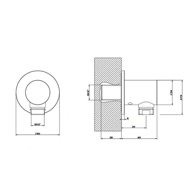 Gessi 316 Вывод воды на 1/2, steel brushed