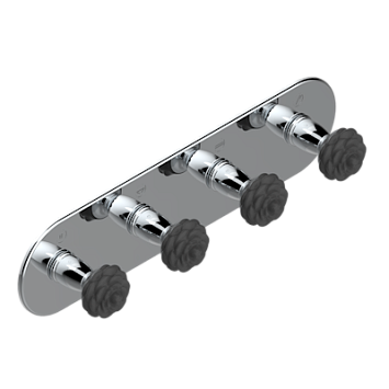 Термостат  THG Camelia Black Crystal Комплект отделки для 4 настенных вентилей на монтажной пластине