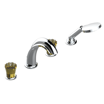 Смеситель для ванны THG Mille Nuits - Champagne crystal набортный на 4 отв. с изливом ГОЛИАФ