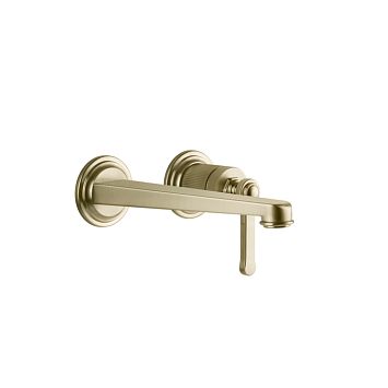 Gessi Venti20 Смеситель для раковины настенный, встраиваемый, однорычажный, излив 201 мм., внешняя часть, Brushed Brass PVD