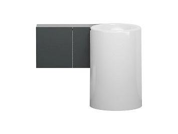 Cielo Itaca Тумба подвесная 88x43x31, левая, без отверстия для смесителя, цвет: Fumo