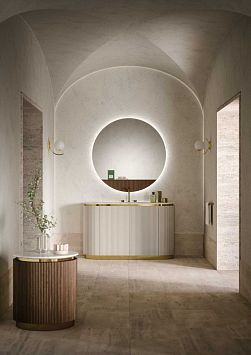 Комплект мебели Oasis Naos, напольный, столешница calacatta oro,  Глянцевый лакированный цвет "Tortora Elegance" / Глянцевое золото