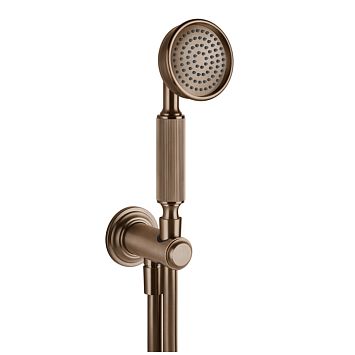 Gessi Venti20 Комплект для душа с ручным душем, шлангом 1500 мм., держателем с подводом воды, Copper Brushed PVD