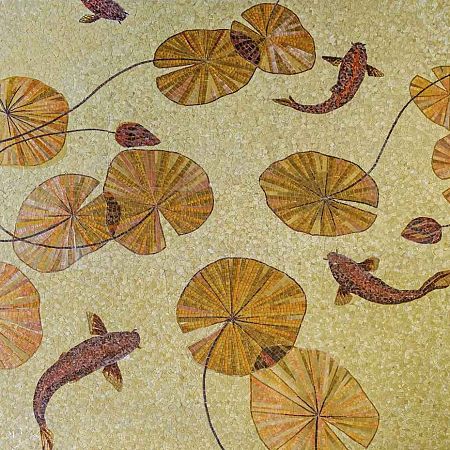 Художественное панно из мозаики ;Листья кувшинок  2315х2315 Art&Natura