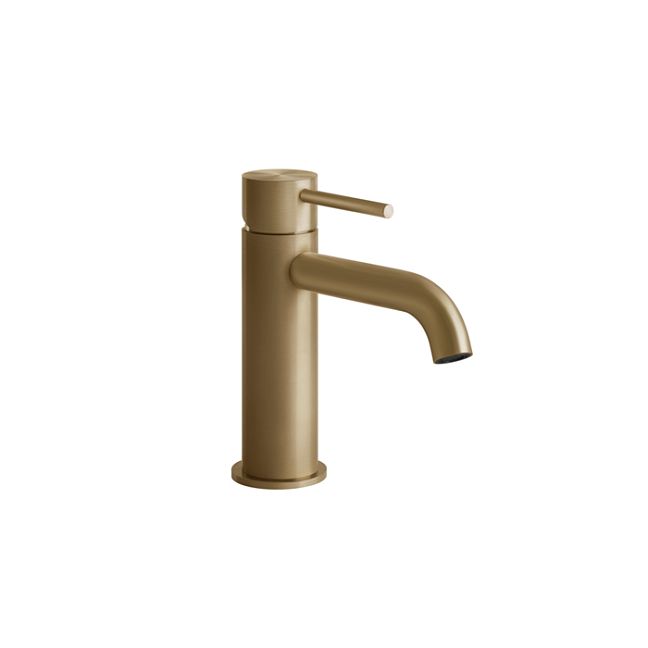 Gessi 316 Смеситель для раковины на 1 отверстие без донного клапана, излив 123мм, warm bronze brushed pvd