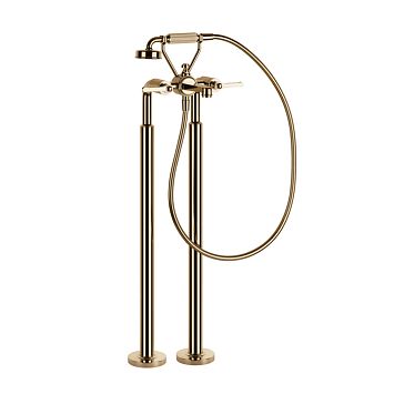 Gessi Venti20 Смеситель для ванны напольный, двухвентильный, с ручным душем и шлангом 1500 мм., внешняя часть, Warm Bronze PVD