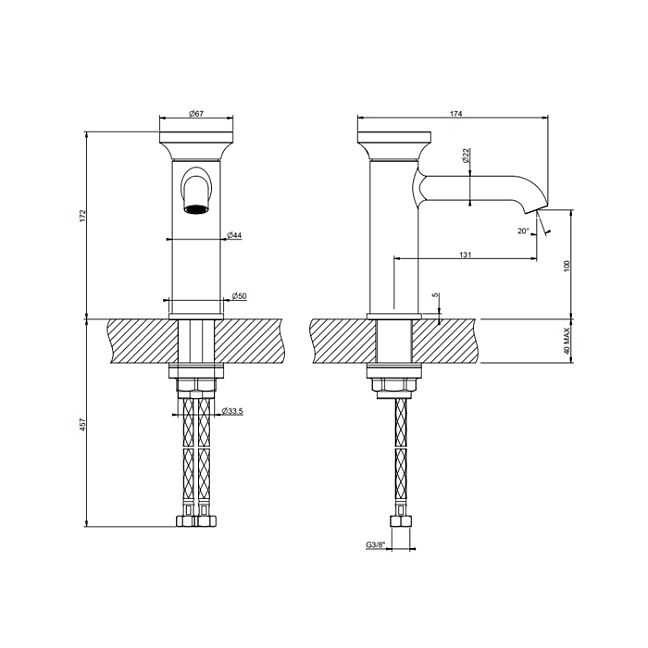Gessi Origini Смеситель для раковины , в компл с отд вставкой, Warm Bronze Br. PVD