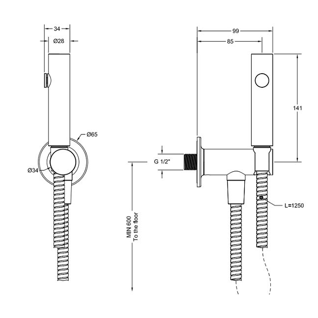 Gessi Inciso Гигиенический душ на 1/2, finox