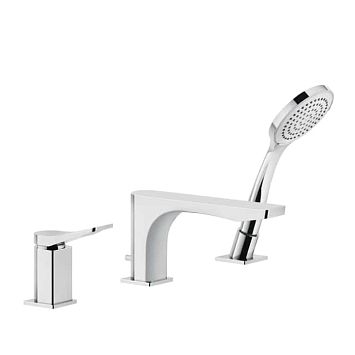 Gessi Rilievo Смеситель на борт ванны на 3 отв, с убирающаяся душевой лейкой , хром