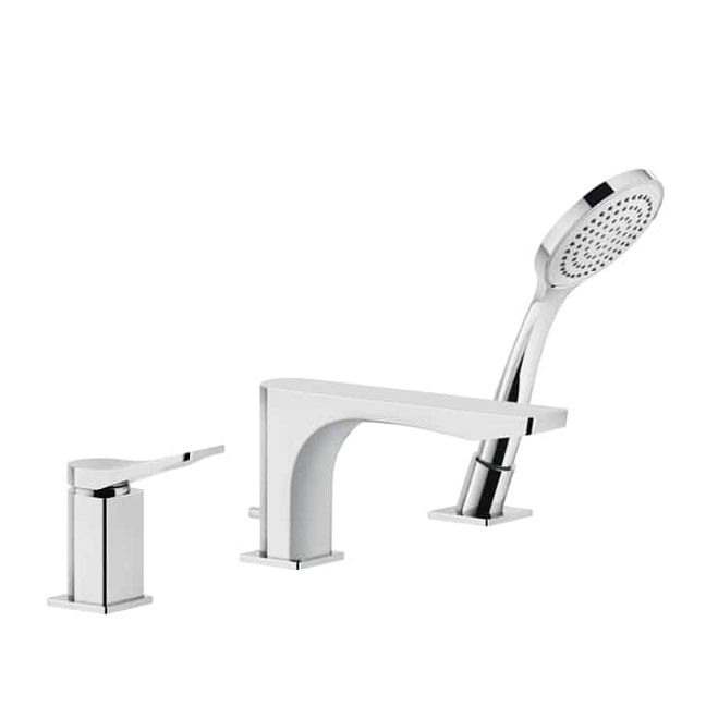 Gessi Rilievo Смеситель на борт ванны на 3 отв, с убирающаяся душевой лейкой , хром
