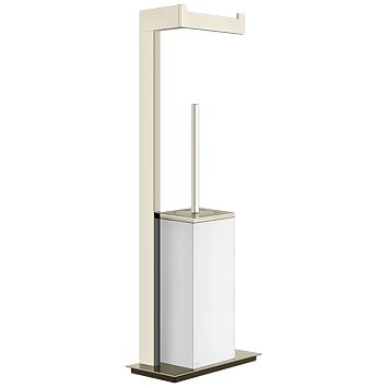 Gessi Rettangolo Напольный держатель для туалетной бумаги и ершик, белый, Warm Bronze Br PVD
