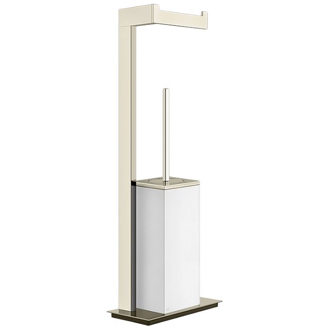 Gessi Rettangolo Напольный держатель для туалетной бумаги и ершик, белый, Warm Bronze Br PVD