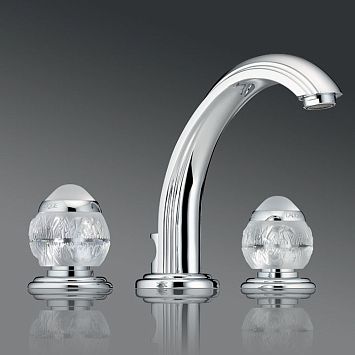 THG Panthere Cristal clair Смеситель для раковины, 3 отв., цвет: хром/прозрачный хрусталь